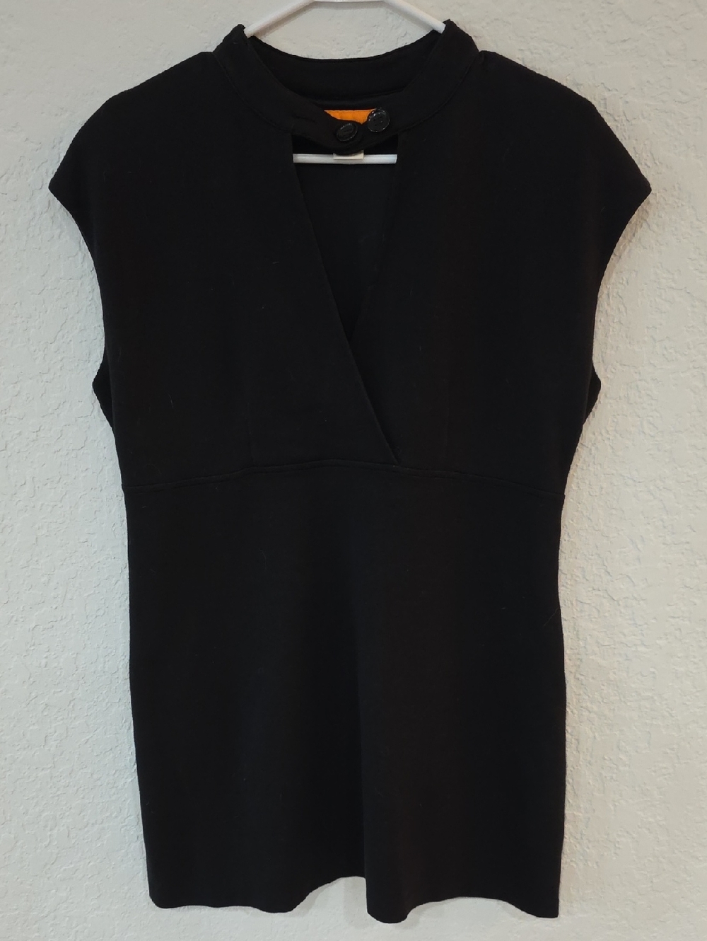 Cynthia Steffe Black Midi Dress with Mandarin Collar